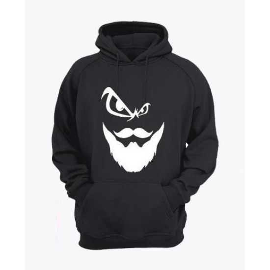 Black Hoodie With Stylish Beard Men Logo