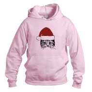 Pink Hoodie With Christmas Cat Logo