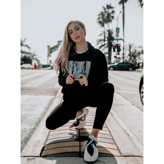 Without You Black Pullover Hoodie For Girl Without You Black Pullover Hoodie For Girl