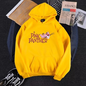 Pink Panther Yellow Printed Fleece Hoodie