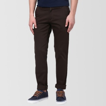 Solid Coffee Slim Fit Trouser