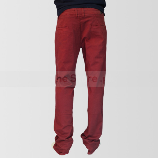 Maroon Slim Fit Cotton Jeans