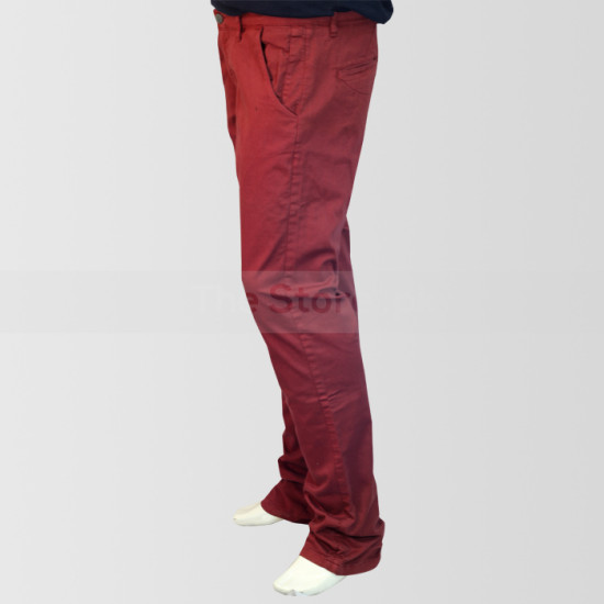 Maroon Slim Fit Cotton Jeans