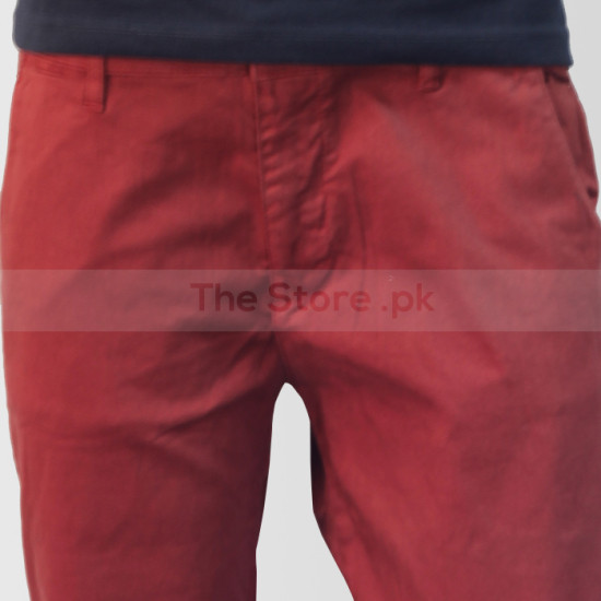 Maroon Slim Fit Cotton Jeans