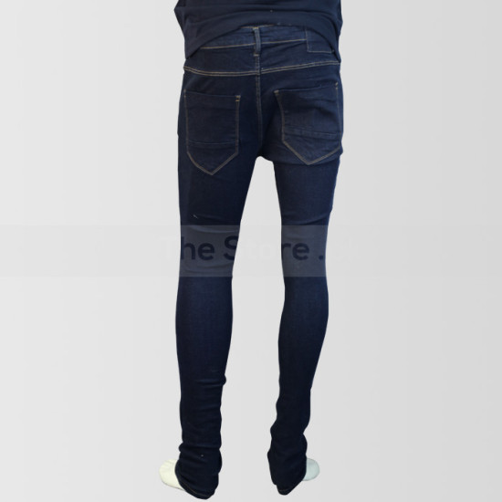 Dark Blue Slim Fit Jeans With Narrow Bottom