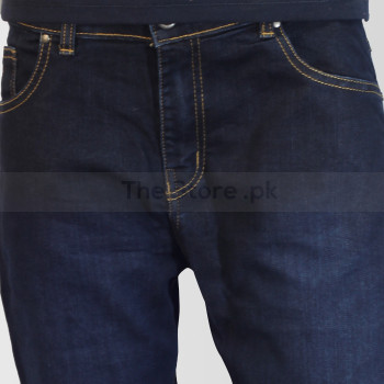 Dark Blue Regular Fit Shaded Jeans
