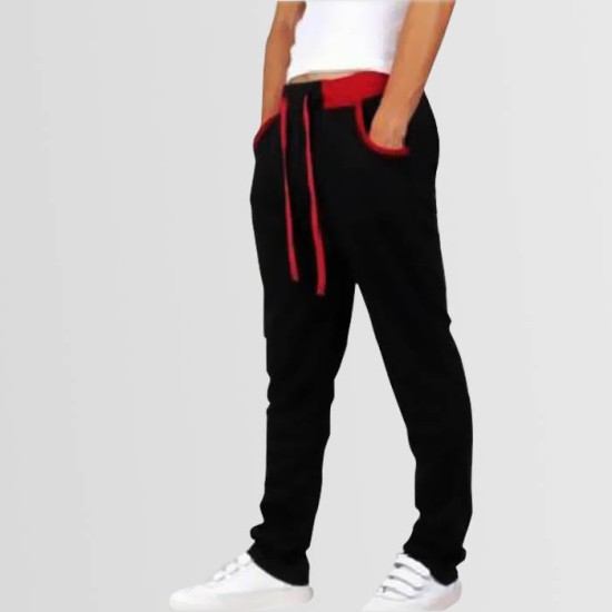 Black Sweat Trouser with Red Contrast