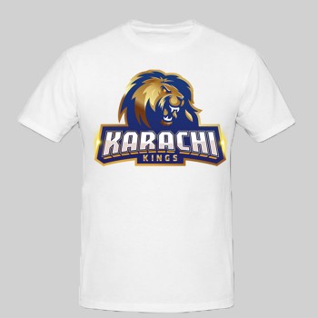 White PSL Karachi King Logo T-Shirt 