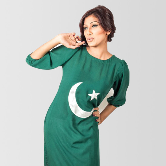 Pakistani Flag Long Kurti for Women with Crescent