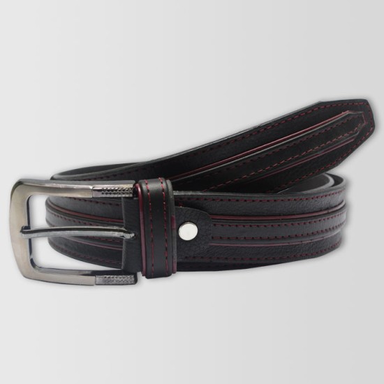 Black Maroon Original Cow Leather Men's Belt