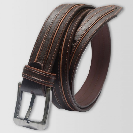 Brown 3 Peice Original Cow Leather Men's Belt