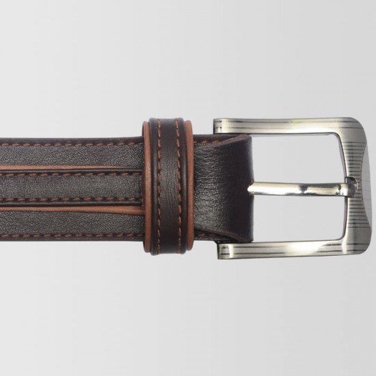 Brown 3 Peice Original Cow Leather Men's Belt