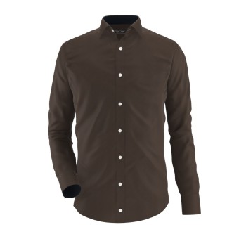 Dark Brown Formal Shirt With Black Contrast 