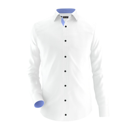 White Formal Shirt With Blue Contrast 
