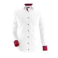 White Formal Shirt With Red Contrast 