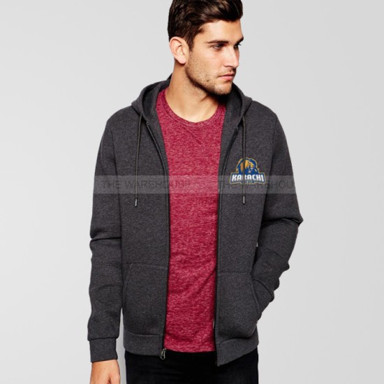 Karachi Kings Psl Charcoal Grey Zipper Hoodie