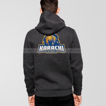 Karachi Kings Psl Charcoal Grey Zipper Hoodie