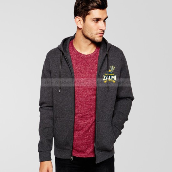 Peshawar Zalmi Psl Charcoal Grey Zipper Hoodie