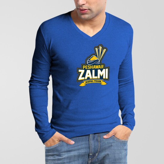 Peshawar Zalmi PSL V-Neck Full Sleeves T-Shirt