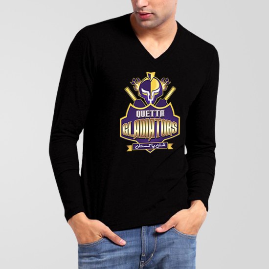 Quetta Gladiators PSL V-Neck Full Sleeves T-Shirt