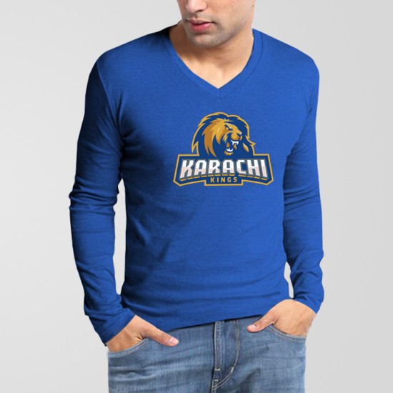 Karachi Kings PSL V-Neck Full Sleeves T-Shirt