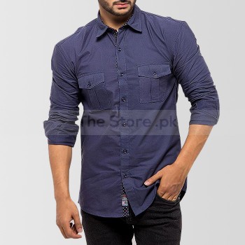 Navy Blue Chambray Shirt