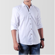 White twill with tuxedo designs shirt
