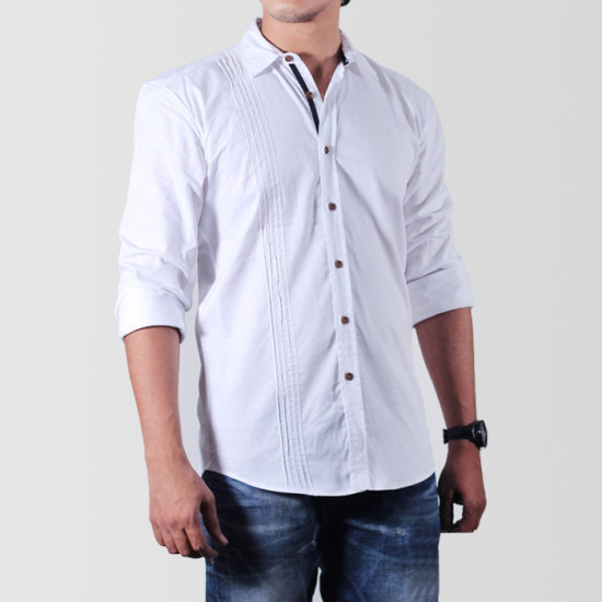 White twill with tuxedo designs shirt White twill with tuxedo designs shirt