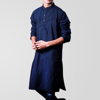 Navy blue vertical tuxedo Kurta