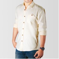 Off White Shirt With Yellow Ribbon Casual Shirt