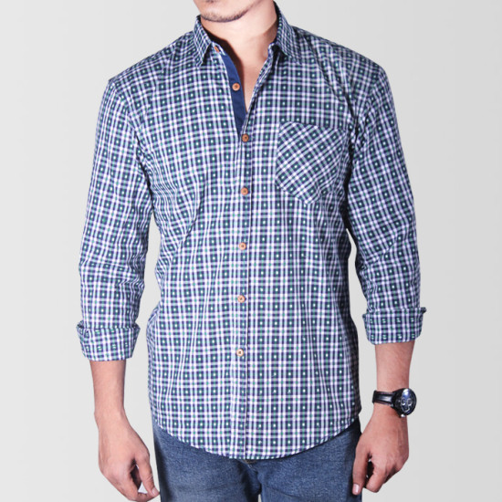 Green & White Checkered Casual Shirt Green & White Checkered Casual Shirt
