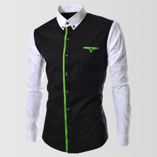 Black Shirt With White Sleeves Casual Shirt