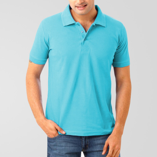 Turquoise Plain Polo T-Shirt