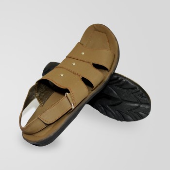 Brown Blocked Stitched Style Casual Sandal