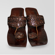 Brown Kolhapuri Slipper With Beads