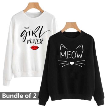 Bundle of 2 Meow and Girl Power Sweat Shirts