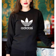 Black Women's Sweat Shirt With Adidas Logo