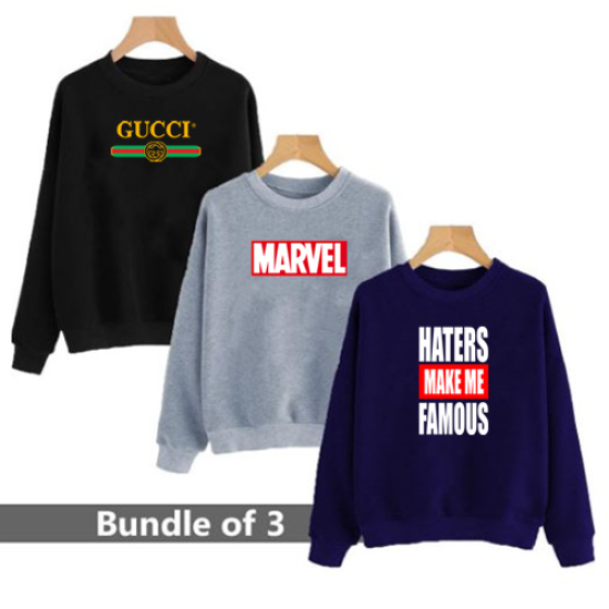 Bundle of 3 Sweat Shirts Gucci, Marvel and Haters