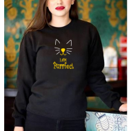 Black Women's Sweat Shirt With I Am Purrfect Logo