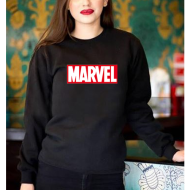 Black Women's Sweat Shirt With Marvel Logo