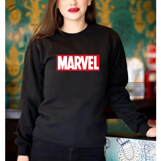 Black Women's Sweat Shirt With Marvel Logo