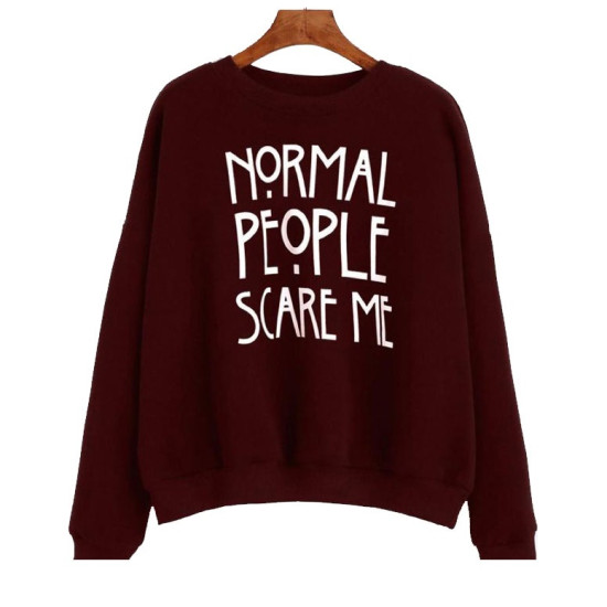 Maroon Women's Sweat Shirt With Normal People Logo Maroon Women's Sweat Shirt With Normal People Logo