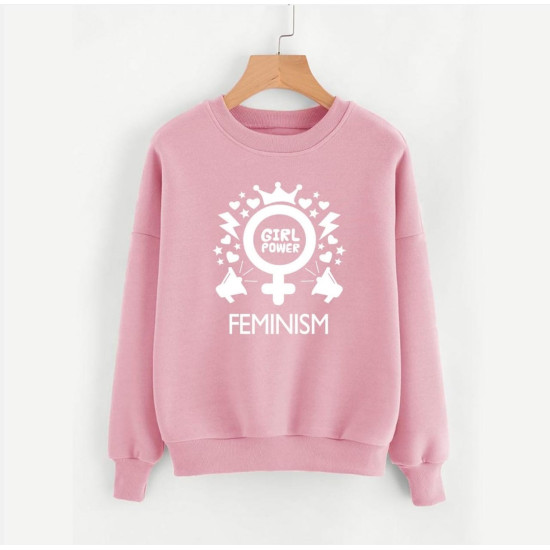 Women's Sweat Shirt With Girls Power Feminism Logo