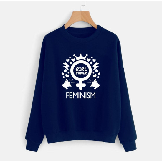 Women's Sweat Shirt With Girls Power Feminism Logo Women's Sweat Shirt With Girls Power Feminism Logo