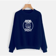 Navy Blue Women's Sweat Shirt With Girls Power Logo