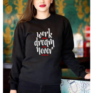 Black Women's Sweat Shirt With Work Hard Logo