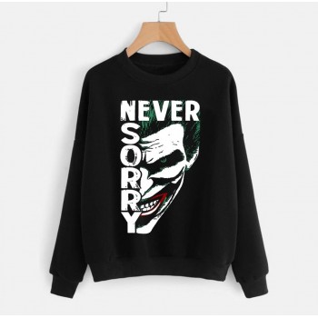 Black Sweat Shirt With Never Sorry Logo