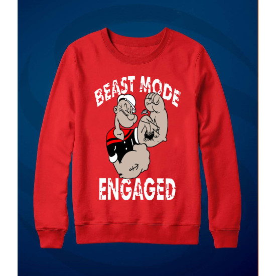 Red Sweat Shirt With Beast Mode Red Sweat Shirt With Beast Mode