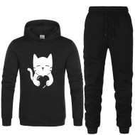 Black Stylish Track Suit With Cat Heart Logo