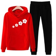 Red and Black Stylish Track Suit With Flower Logo